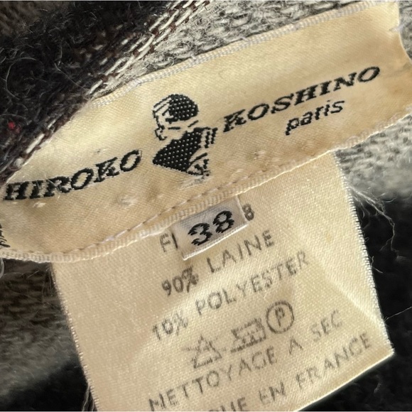 hiroko koshino vintage wool checkered over coat size 38 - Picture 3 of 5